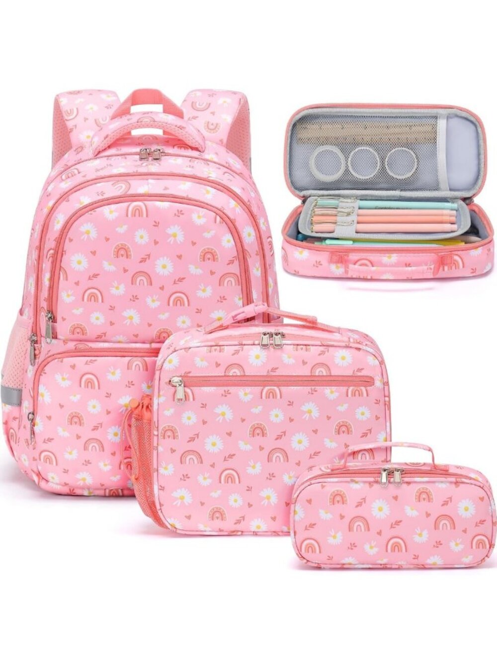 Stylish 3PCS Waterproof Kids Backpack Set for School Girls - Perfect for